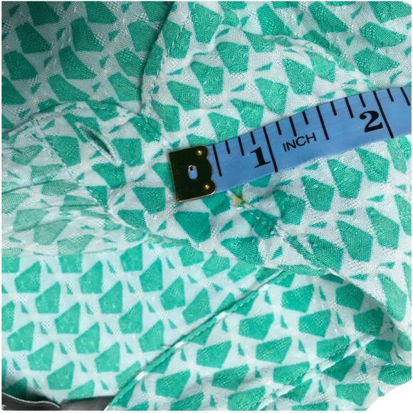 Eddie Bauer‎ Shirt Button Front Shaped Fit Green White Print Women's Medium - Picture 10 of 12